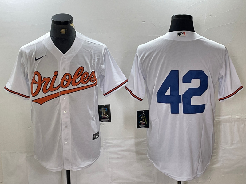 Men's Baltimore Orioles #42 White 2024 Jackie Robinson Day Home Limited Jersey1