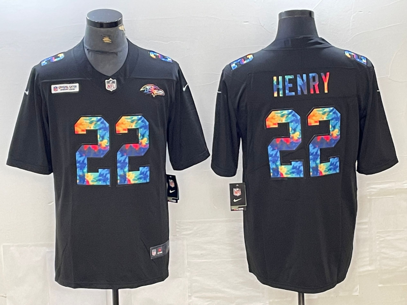 Men's Baltimore Ravens Derrick Henry #22 Black Game Jersey1