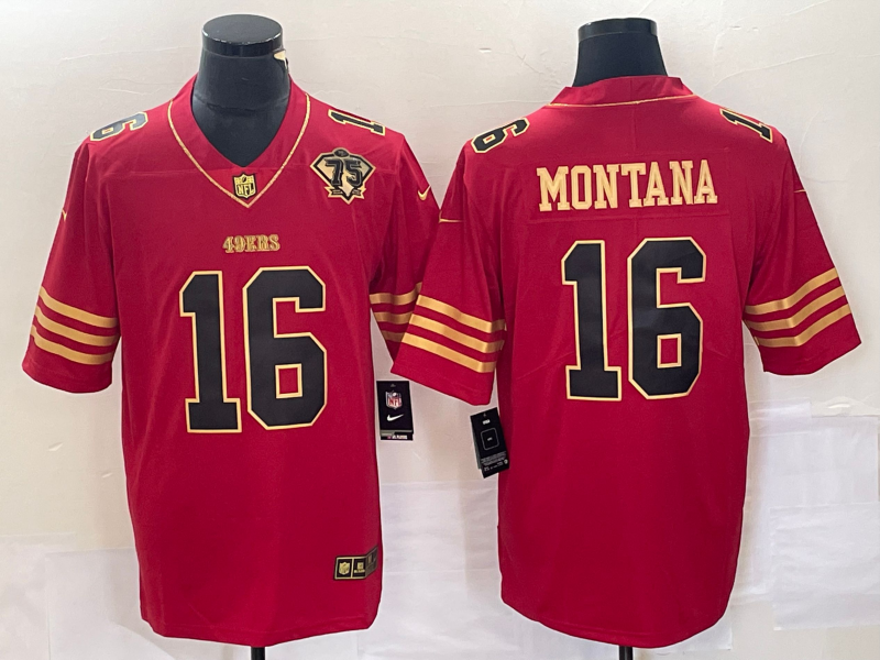 Men's San Francisco 49ers Joe Montana #16 Scarlet Vapor F.U.S.E. Limited Jersey1
