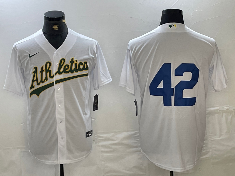 Men's Oakland Athletics #42 White 2024 Jackie Robinson Day Home Limited Jersey1