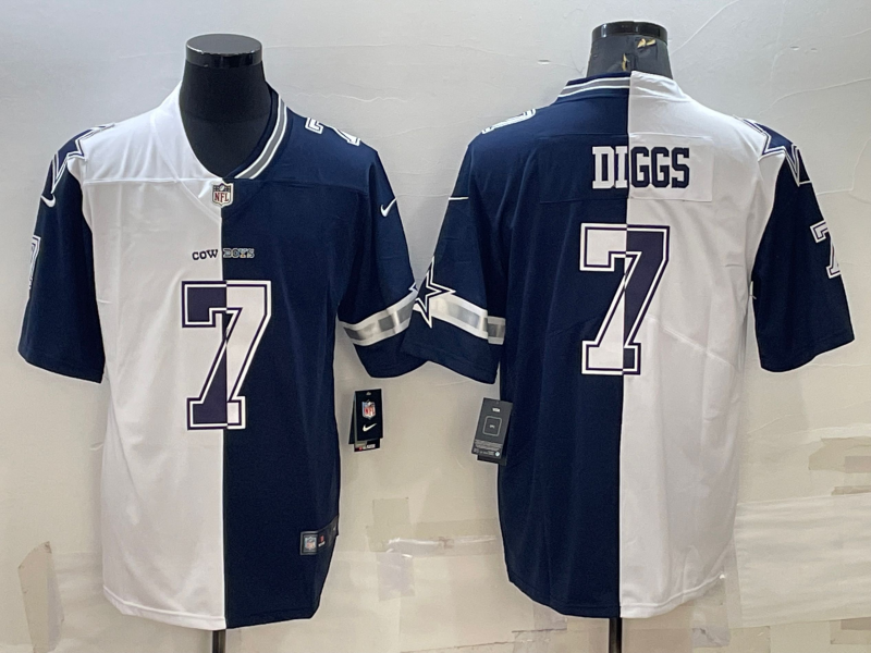 Men's Dallas Cowboys Trevon Diggs #7 White/Navy Player Jersey1