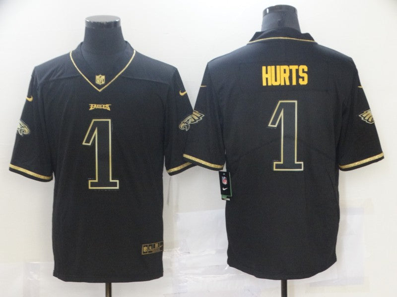 Men's Philadelphia Eagles Jalen Hurts #1 Black Game Player Jersey1