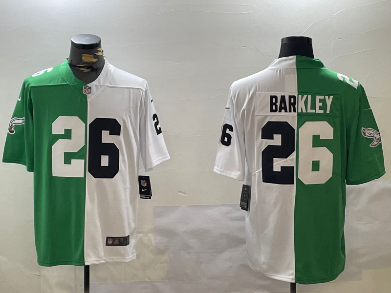 Men's Philadelphia Eagles Saquon Barkley #26 Green/White Game Jersey1