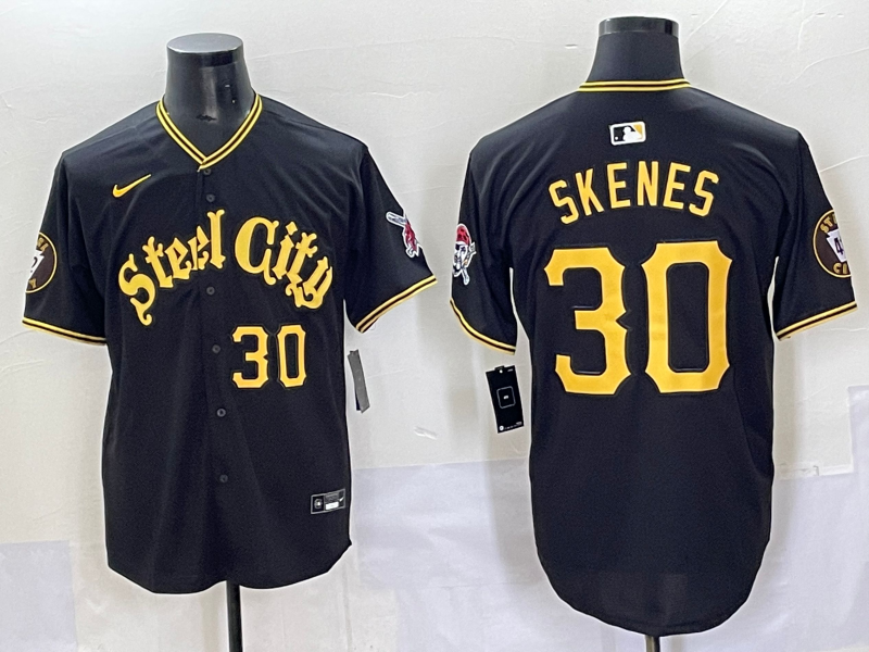 Men's Pittsburgh Pirates Paul Skenes #30 Black Player Game Jersey