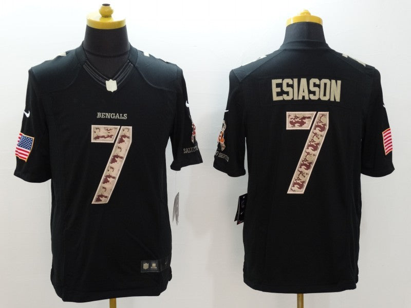 Men's Cincinnati Bengals Boomer Esiason #7 Black Game Player Jersey2