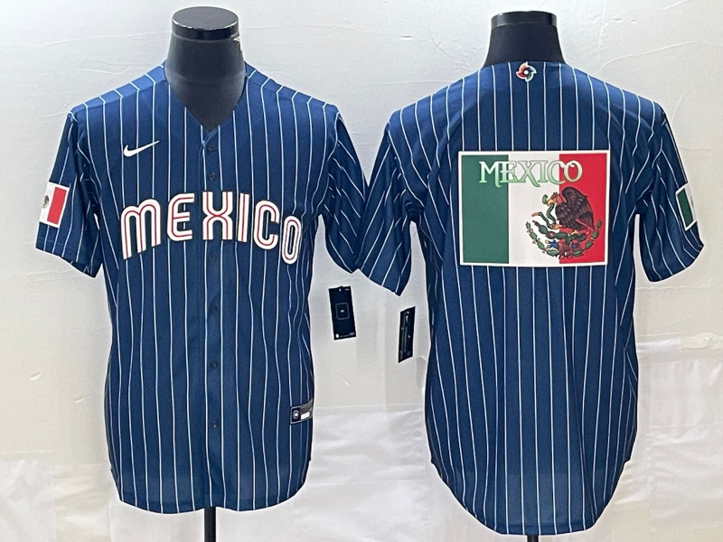 Men's 2023 World Baseball Classic Mexico Navy Jersey1