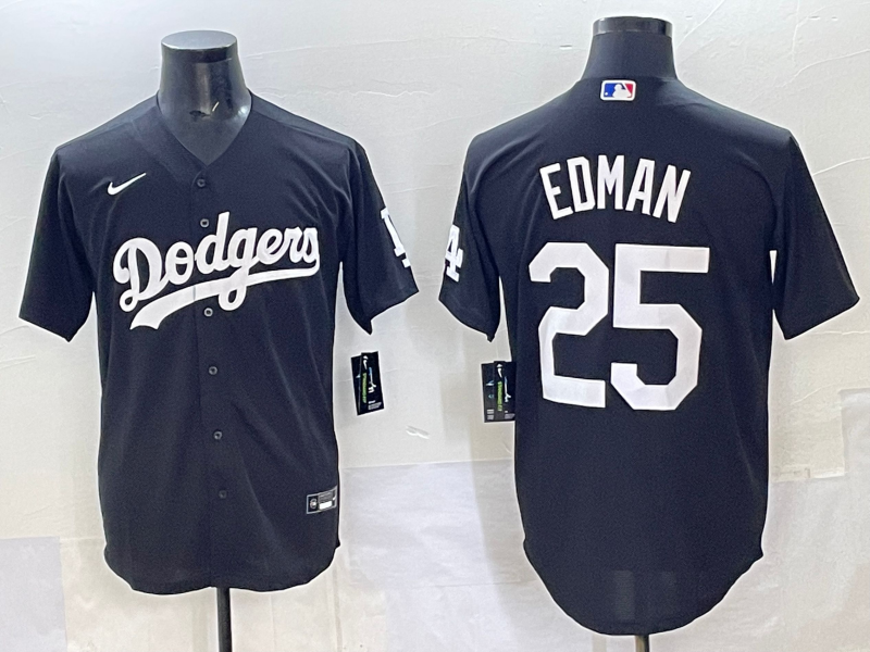 Men's Los Angeles Dodgers Tommy Edman #25 Black Alternate Game Jersey