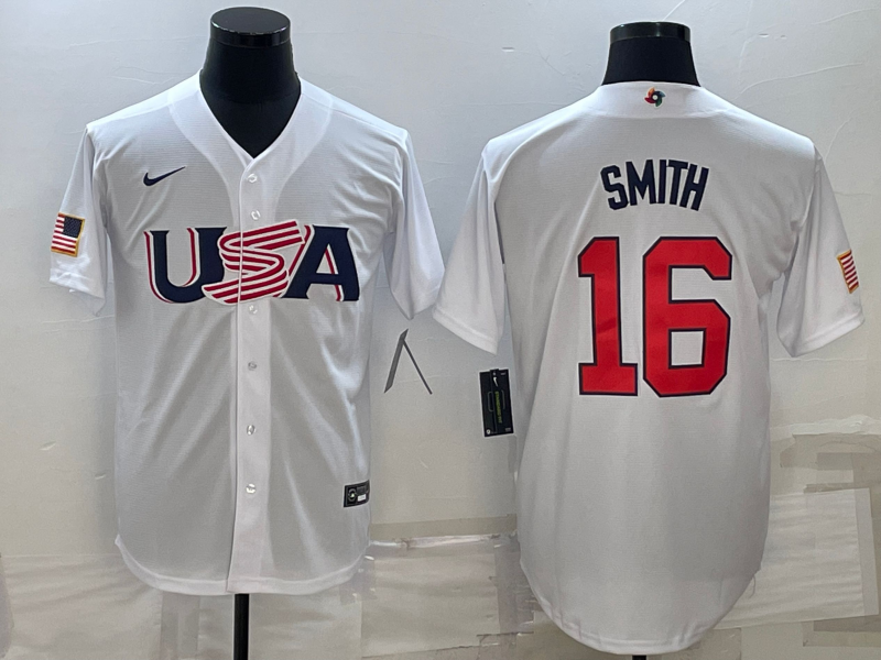 Men's 2023 World Baseball Classic #16 Will Smith USA White Jersey1