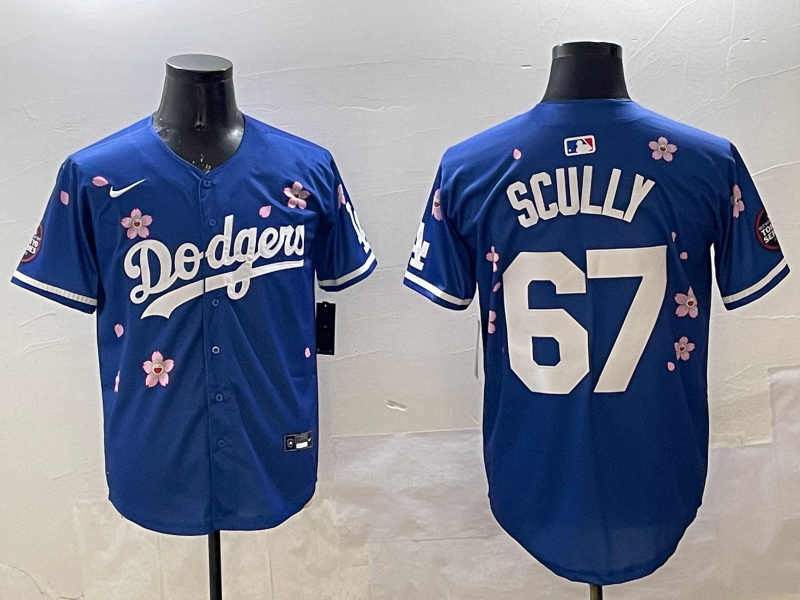 Men's Los Angeles Dodgers Vince Scully #67 Royal Player Jersey1