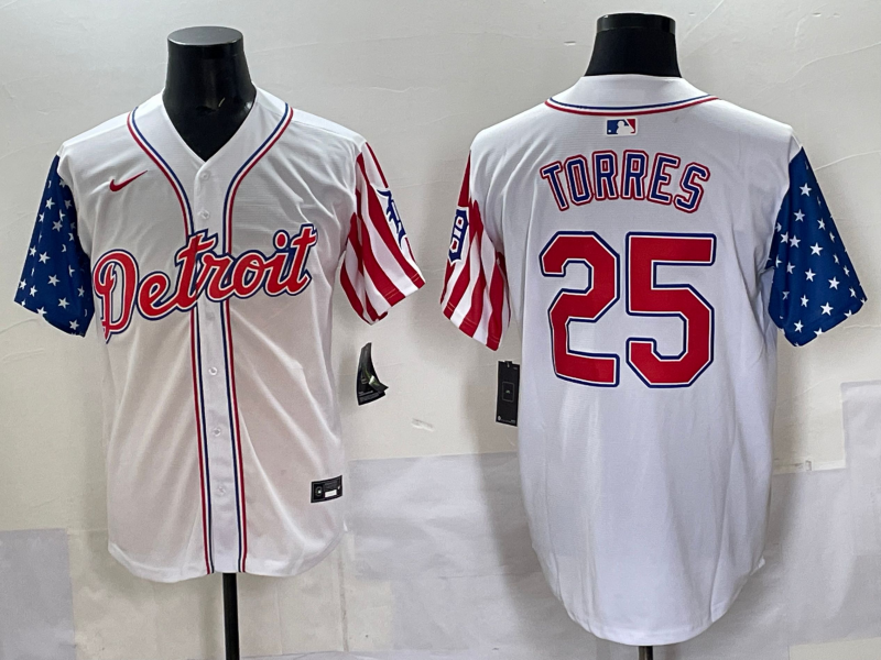 Men's Detroit Tigers Gleyber Torres #25 White Limited Player Jersey
