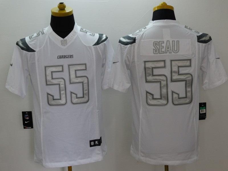 Men's Los Angeles Chargers Junior Seau #55 White Game Jersey1