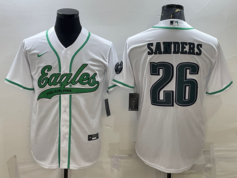 Men's Philadelphia Eagles Miles Sanders #26 White Game Jersey1 Joint Edition