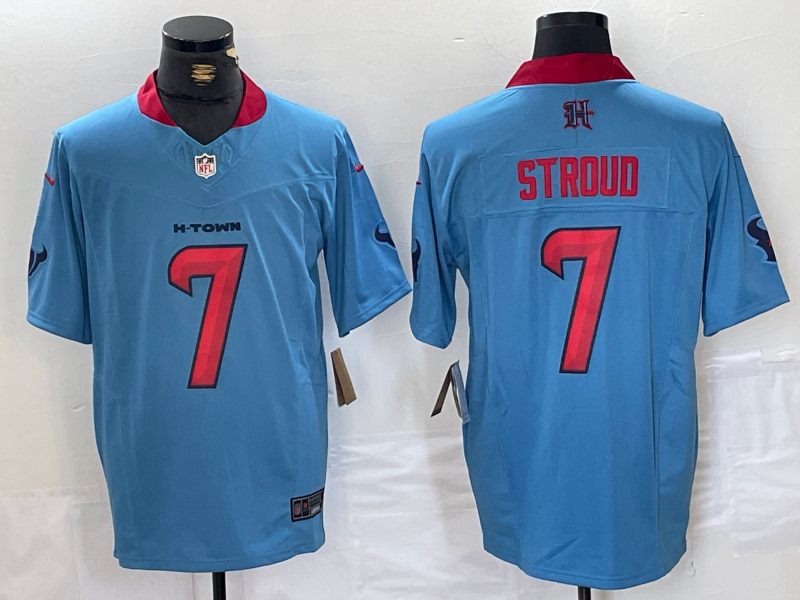 Men's Houston Texans C.J. Stroud #7 Light Blue Game Player Jersey