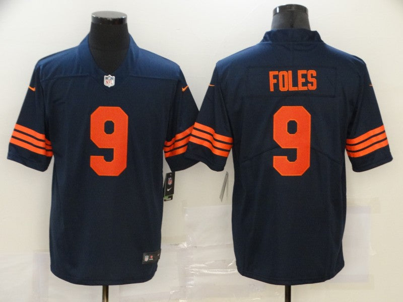 Men's Chicago Bears Nick Foles #9 Navy Player Game Jersey1