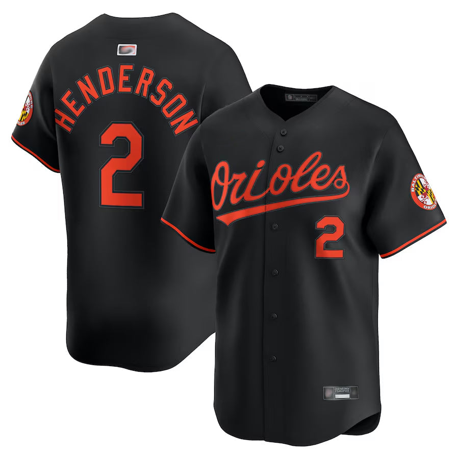 B.Orioles #2 Gunnar Henderson Player Black Home Limited Baseball Jerseys