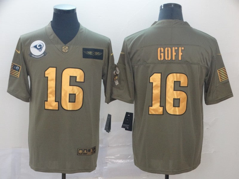 Men's Los Angeles Rams Jared Goff #16 Brown Game Player Jersey1
