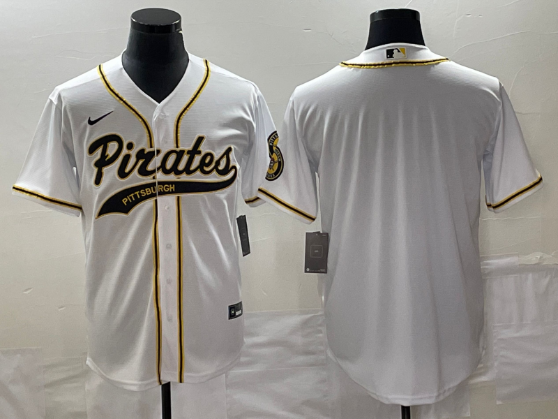 Men's Pittsburgh Pirates White Blank Replica Jersey1 Joint Edition