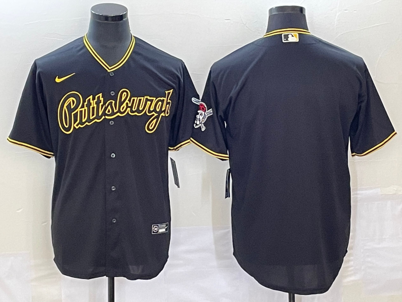 Men's Pittsburgh Pirates Black Blank Replica Team Jersey1