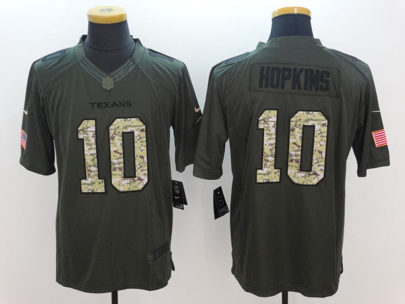 Men's Houston Texans DeAndre Hopkins #10 Army Green Game Jersey1