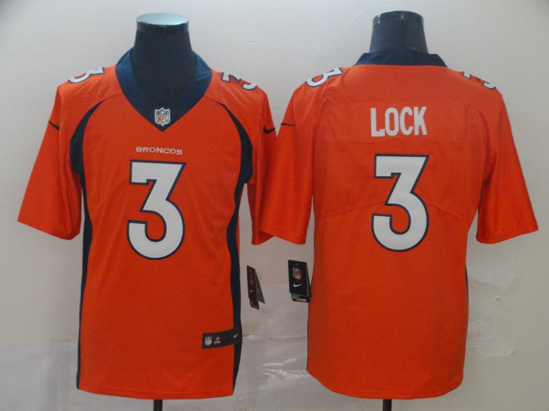 Men's Denver Broncos Drew Lock #3 Orange Game Jersey1