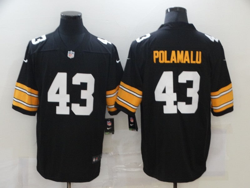 Men's Pittsburgh Steelers Troy Polamalu #43 Black Player Game Jersey1