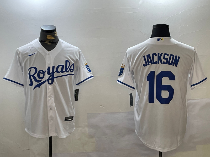 Men's Kansas City Royals Bo Jackson #16 White Home Replica Player Jersey1