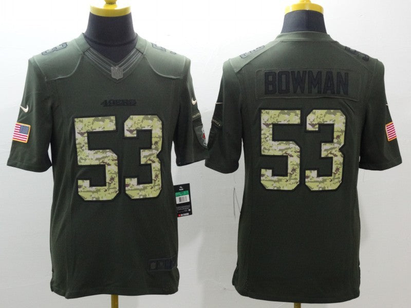 Men's San Francisco 49ers Navoro Bowman #53 Army Green Game Jersey1