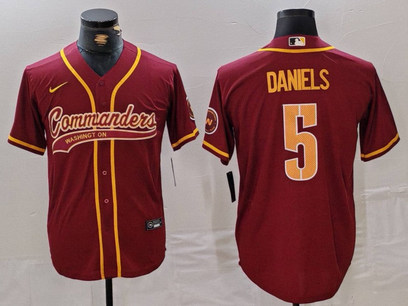Men's Washington Commanders Jayden Daniels #5 Burgundy Game Jersey1