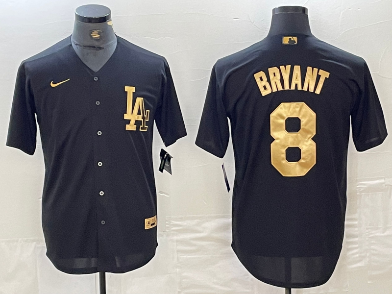 Men's Los Angeles Dodgers Kobe Bryant #8 Black Limited Player Jersey1