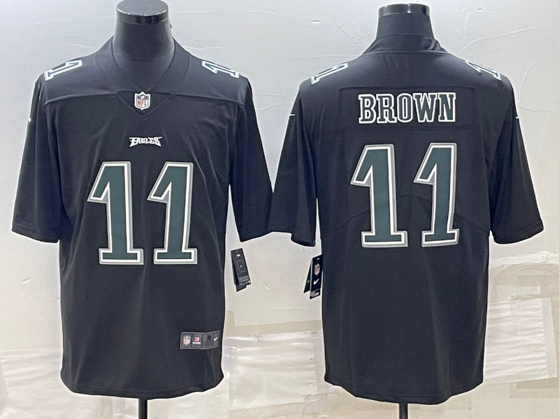 Men's Philadelphia Eagles A.J. Brown #11 Black Fashion Game Jersey1