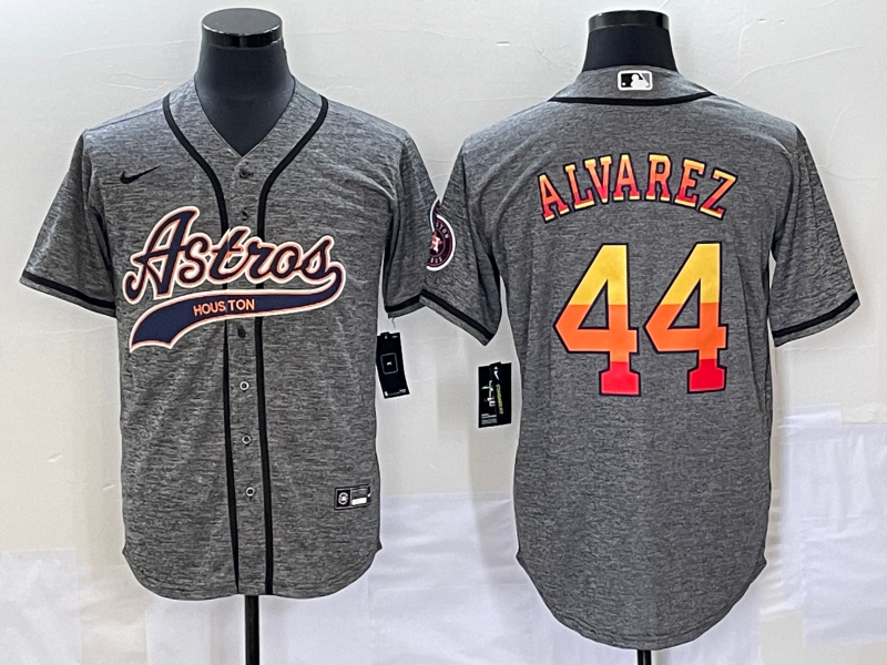 Men's Houston Astros Yordan Alvarez #44 Gray Replica Player Jersey1 Joint Edition