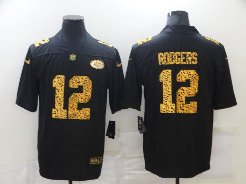 Men's Green Bay Packers #12 Aaron Rodgers Black Player Jersey1