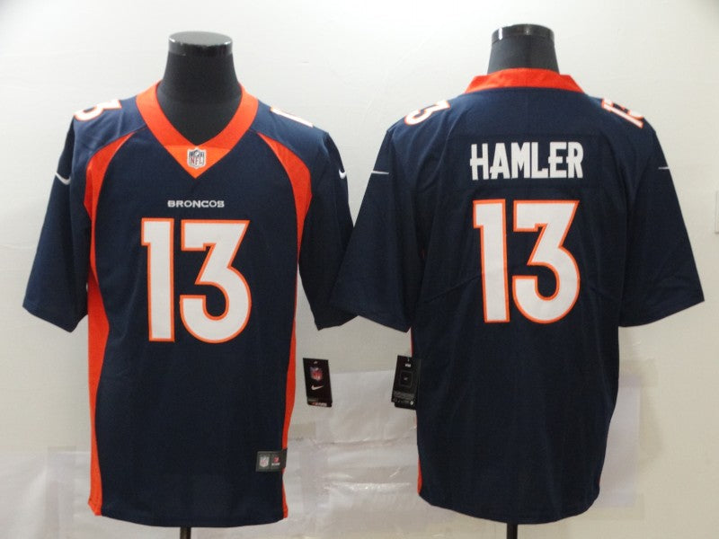 Men's Denver Broncos KJ Hamler #13 Navy Game Jersey1