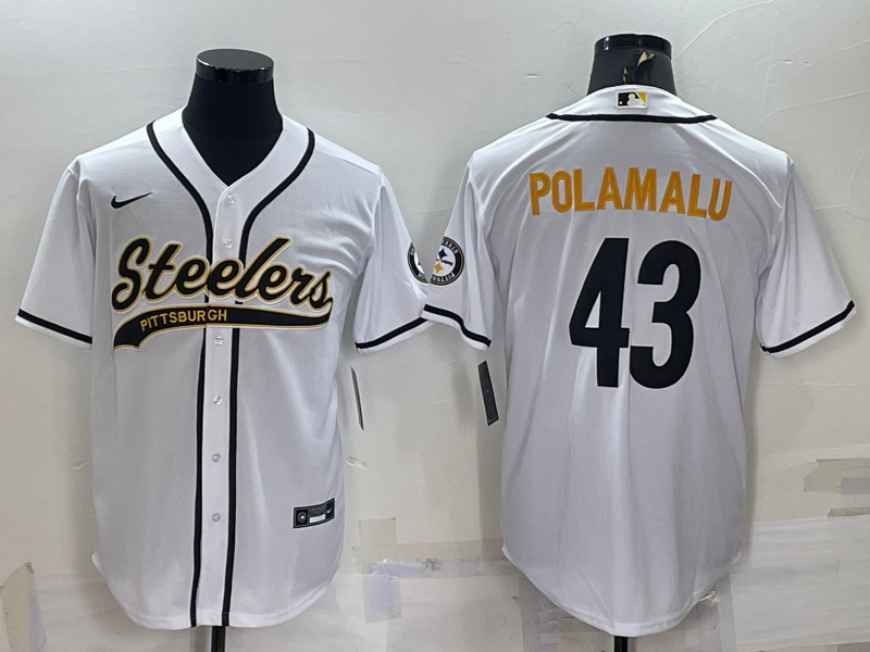 Men's Pittsburgh Steelers Troy Polamalu #43 White Player Jersey1