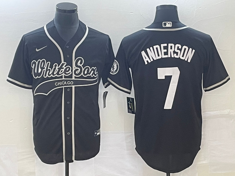 Men's Chicago White Sox Tim Anderson #7 Black Replica Player Jersey1 Joint Edition