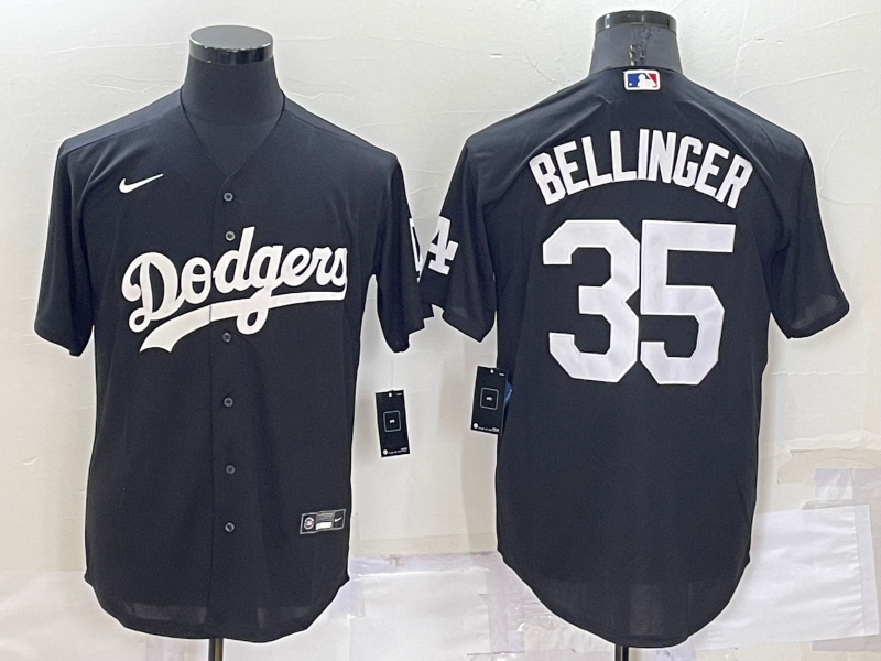 Men's Los Angeles Dodgers Cody Bellinger #35 Black Replica Baseball Jersey1