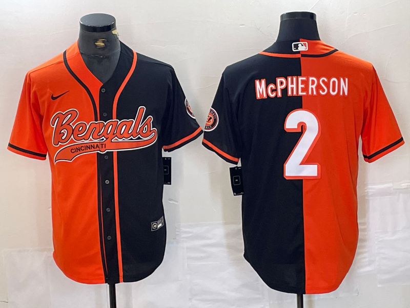 Men's Cincinnati Bengals Evan McPherson #2 Orange/Black Game Player Jersey2 Joint Edition