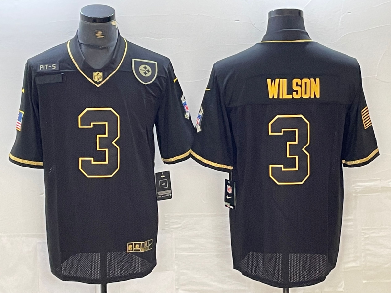 Men's Pittsburgh Steelers Russell Wilson #3 Black Alternate Player Jersey1