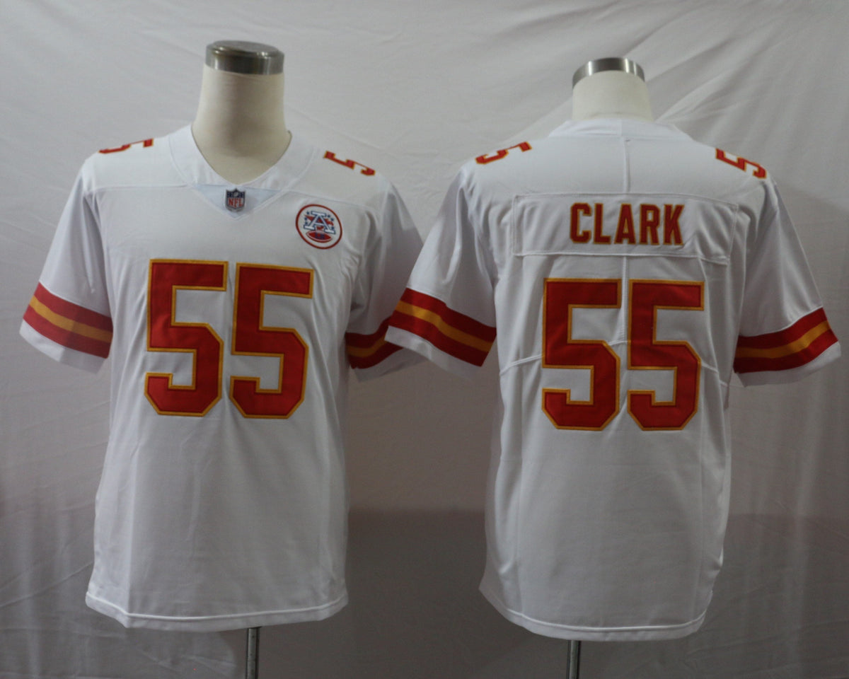 Men's Kansas City Chiefs Frank Clark #55 White Game Jersey1