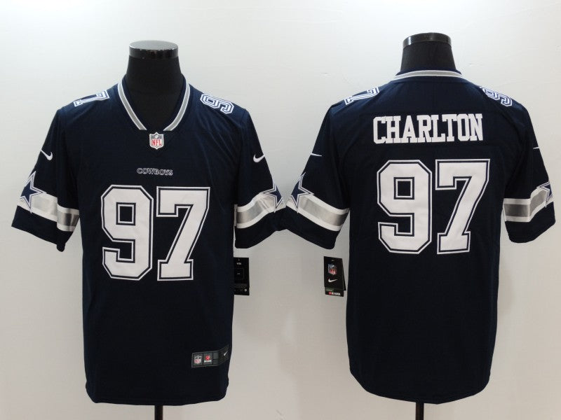 Men's Dallas Cowboys Taco Charlton #97 Navy Game Jersey1