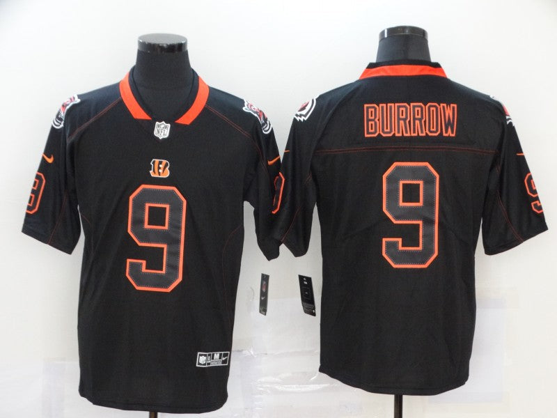 Men's Cincinnati Bengals Joe Burrow #9 Black Team Game Jersey1