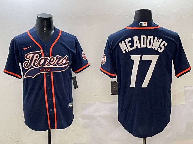 Men's Detroit Tigers Austin Meadows #17 Navy Player Jersey1