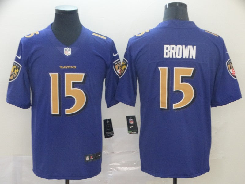 Men's Baltimore Ravens Marquise Brown #15 Purple Game Jersey1