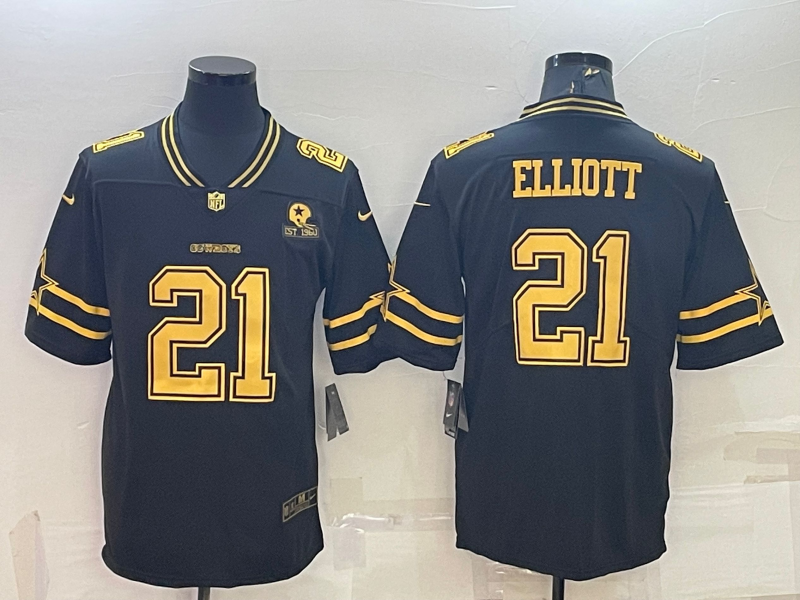 Men's Dallas Cowboys Ezekiel Elliott #21 Black Color Rush Legend Player Jersey1