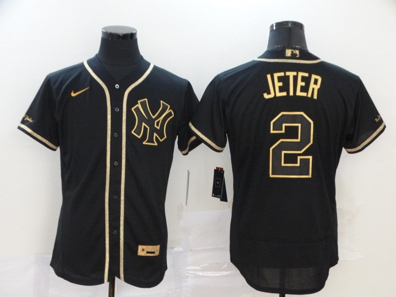 Men's New York Yankees Derek Jeter #2 Black Stitched Jersey