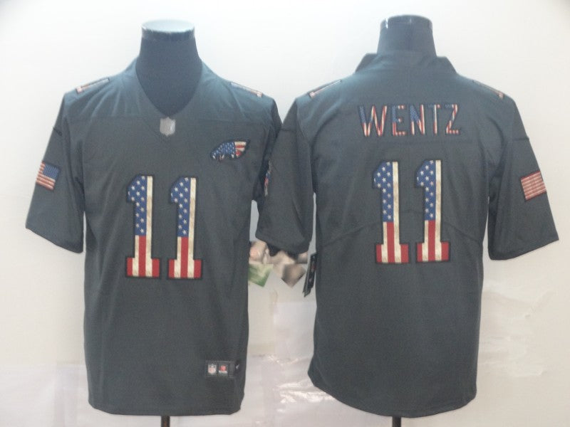 Men's Philadelphia Eagles Carson Wentz #11 Black Player Game Jersey1
