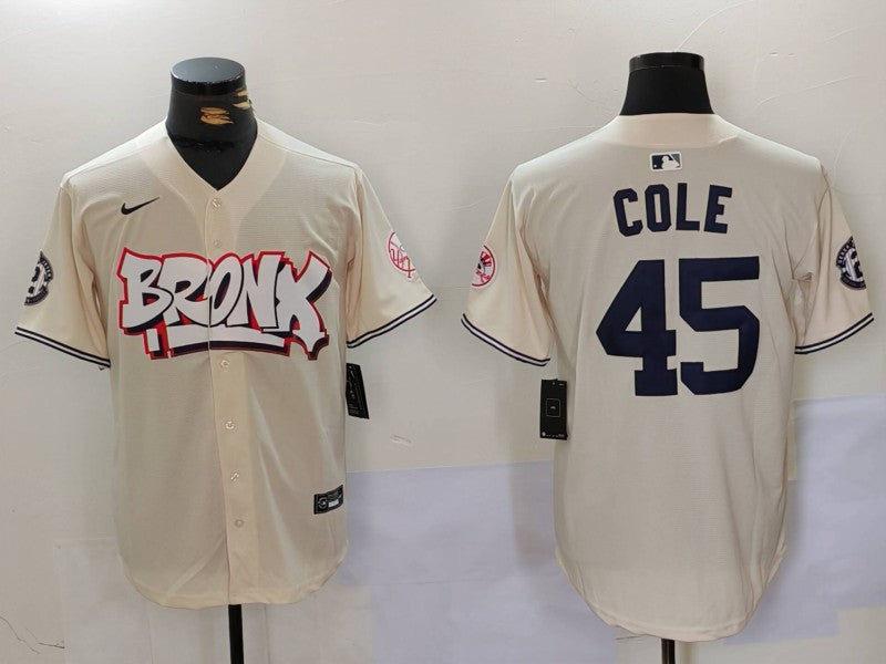 Men's New York Yankees Gerrit Cole #45 Cream Limited Player Jersey1