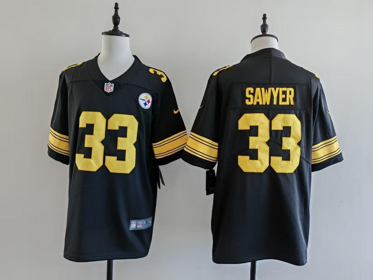 Men's Pittsburgh Steelers Jack Sawyer Nike Jersey - Black-yellow numbers