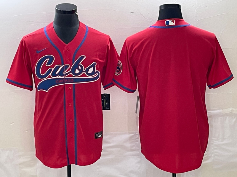Men's Chicago Cubs Red Blank Replica Jersey1