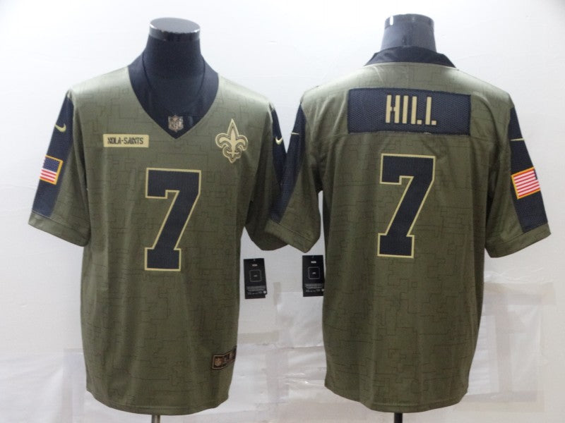 Men's New Orleans Saints Taysom Hill #7 Brown Game Jersey1